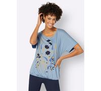 T-Shirt INSPIRATIONEN "Shirt", Damen, Gr. 36, blau (hellblau), 50% Baumwolle, 50% Modal, bedruckt, geblümt, gemustert, Rundhals, Shirts T-Shirt (22316244-36) hellblau