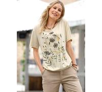 T-Shirt INSPIRATIONEN "Shirt", Damen, Gr. 46, beige (champagner), 50% Baumwolle, 50% Modal, bedruckt, geblümt, gemustert, Rundhals, Shirts T-Shirt (41901537-46) champagner