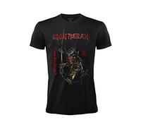 T-Shirt Iron Maiden Senjutsu. Offizielles Rock-T-Shirt Schwarz Band Heavy Metal Baumwolle Uni Erwachsene Jungen, Schwarz , XL