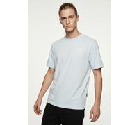 T-Shirt JACK & JONES "JCOCLUB BACK PHOTO TEE SS CREW NECK", Herren, Gr. L, blau (omphalodes), Jersey, Obermaterial: 100% Baumwolle, bedruckt, regular fit normal, Rundhals, gerader Abschluss, Shirts T-