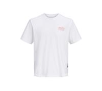 T-Shirt JACK & JONES "JCOCLUB BACK PHOTO TEE SS CREW NECK", Herren, Gr. L, weiß (hellweiß), Jersey, Obermaterial: 100% Baumwolle, bedruckt, regular fit normal, Rundhals, gerader Abschluss, Shirts T-Sh