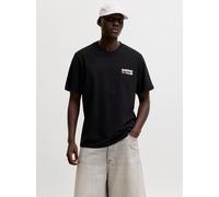 T-Shirt JACK & JONES "JCOMARINA BACK PRINT TEE SS CREW NECK", Herren, Gr. L, schwarz, Jersey, Obermaterial: 100% Baumwolle, bedruckt, regular fit normal, Rundhals, gerader Abschluss, Shirts T-Shirt, m