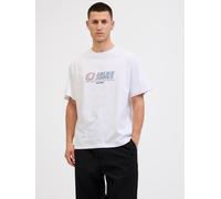 T-Shirt JACK & JONES "JCOTIER FRONT PRINT TEE SS CREW NECK", Herren, Gr. XS, hellweiß, Jersey, Obermaterial: 100% Baumwolle, bedruckt, relaxed fit normal, Rundhals, Shirts T-Shirt (28581430-XS) hellwe