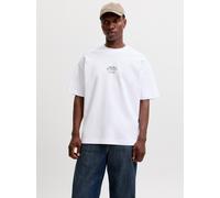 T-Shirt JACK & JONES "JJEBARRON STUDIO TEE SS O-NECK SN", Herren, Gr. L, weiß detail:02, Jersey, Obermaterial: 52% Baumwolle, 31% Polyester, 17% Elastomultiester, bedruckt, loose fit normal, Rundhals,