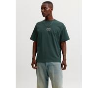 T-Shirt JACK & JONES "JJEBARRON STUDIO TEE SS O-NECK SN", Herren, Gr. S, scarab detail:02, Jersey, Obermaterial: 52% Baumwolle, 31% Polyester, 17% Elastomultiester, bedruckt, loose fit normal, Rundhal