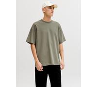 T-Shirt JACK & JONES "JJEBARRON TEE SS O-NECK NOOS", Herren, Gr. M, vetiver, Jersey, Obermaterial: 52% Baumwolle, 31% Polyester, 17% Elastomultiester, unifarben, loose fit normal, Rundhals, Shirts T-S
