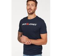 T-Shirt JACK & JONES "JJECORP mit Print, vielseitig kombinierbar für den Alltag", Herren, Gr. 3XL, blau (navy blazer), Single Jersey, Obermaterial: 100% Baumwolle, bedruckt, Basic schmal normal, Rundh