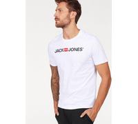 T-Shirt JACK & JONES "JJECORP mit Print, vielseitig kombinierbar für den Alltag", Herren, Gr. 3XL, weiß, Single Jersey, Obermaterial: 100% Baumwolle, bedruckt, Basic schmal normal, Rundhals, Shirts T-