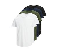 JACK & JONES Herren JJENOA Tee SS Crew Neck 5PK MP T-Shirt, Detail:2 White-1 Black-1 Navy-1Forest, S