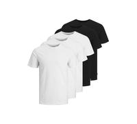 T-Shirt JACK & JONES "JJEORGANIC BASIC TEE SS O-NE 5PK MP NOOS", Herren, Gr. XXL, schwarz-weiß (weiß, schwarz), Single Jersey, Obermaterial: 100% Baumwolle, unifarben, normal hüftbedeckend, Rundhals,