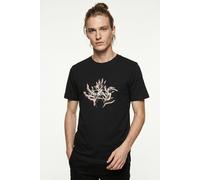 T-Shirt JACK & JONES "JORMONTAUK ELEMENT TEE SS CREW NECK", Jungen, Gr. L, schwarz, Jersey, Obermaterial: 100% Baumwolle, bedruckt, regular fit normal, Rundhals, Shirts T-Shirt (31037859-L) schwarz