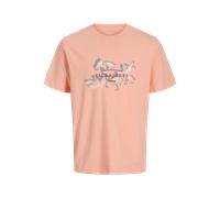 T-Shirt JACK & JONES "JORMONTAUK ELEMENT TEE SS CREW NECK", Jungen, Gr. M, rosa (peach melba), Jersey, Obermaterial: 100% Baumwolle, bedruckt, regular fit normal, Rundhals, Shirts T-Shirt (54758746-M)