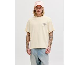 T-Shirt JACK & JONES "JORMONTAUK PHOTO BACK TEE SS CN", Herren, Gr. L, antique weiß, Jersey, Obermaterial: 100% Baumwolle, unifarben, relaxed fit normal, Rundhals, Shirts T-Shirt (43655203-L) antique