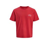 T-Shirt JACK & JONES "JORNANTUCKET SCRIPT CHEST TEE CN", Jungen, Gr. S, samba, Jersey, Obermaterial: 100% Baumwolle, bedruckt, relaxed fit normal, Rundhals, Shirts T-Shirt (35709302-S) samba