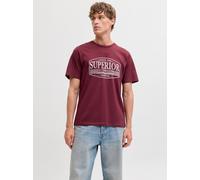 T-Shirt JACK & JONES "JPRBLUNOAH SS TEE FST", Damen, Gr. XL, port, Jersey, Obermaterial: 100% Baumwolle, bedruckt, regular fit, Rundhals, Shirts T-Shirt (90087503-XL) port