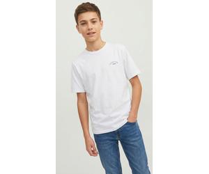 T-Shirt JACK & JONES JUNIOR "JJCOLLEGE LOGO TEE SS CN 2PK MP JNR", Jungen, Gr. 176, weiß (mineral blau pack:mineral blau, hellweiß), Single Jersey, Obermaterial: 100% Baumwolle, bedruckt, normal norma