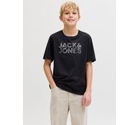 T-Shirt JACK & JONES JUNIOR "JJEJEFF LOGO TEE SS SN JNR", Jungen, Gr. 164, schwarz, Single Jersey, Obermaterial: 100% Baumwolle, bedruckt, relaxed fit normal, Rundhals, Shirts T-Shirt (60892725-164) s