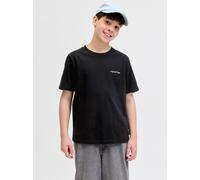 T-Shirt JACK & JONES JUNIOR "JORMONTAUK BACK GRAPHIC TEE SS EA26 JNR", Jungen, Gr. 140, schwarz detail:with bandana, Single Jersey, Obermaterial: 100% Baumwolle, unifarben, relaxed fit normal, Rundhal
