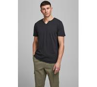 T-Shirt JACK & JONES "SPLIT NECK TEE", Jungen, Gr. S, schwarz, Jersey, Obermaterial: 100% Baumwolle, schmal hüftbedeckend, V-Ausschnitt, gerader Abschluss, Shirts T-Shirt (96214768-S) schwarz