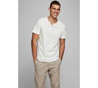T-Shirt JACK & JONES "SPLIT NECK TEE", Herren, Gr. XS, weiß (cloud dancer), Jersey, Obermaterial: 100% Baumwolle, unifarben, schmal hüftbedeckend, V-Ausschnitt, gerader Abschluss, Shirts T-Shirt, mit