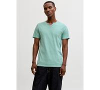 Jack & Jones Herren T‑Shirt JJESPLIT NECK TEE SS NOOS V‑Ausschnitt Baumwolle Mineralblau XXL
