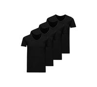JACK&JONES Herren T-Shirt, 4er Pack - JACBASIC V-NECK TEE, Kurzarm, einfarbig, Baumwolle Schwarz L