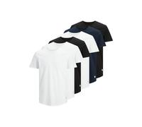 JACK&JONES Herren T-Shirt, 6er Pack - JJENOA TEE 6PK, Kurzarm, Bio-Baumwolle, einfarbig Weiß/Schwarz/Weiß/Marineblau/Schwarz L