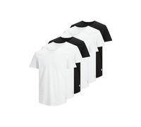 JACK AND JONES JACK&JONES Herren T-Shirt, 6er Pack - JJENOA TEE 6PK, Kurzarm, Bio-Baumwolle, einfarbig (TB_12191765-6P) L Weiß/Schwarz
