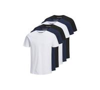 JACK AND JONES JACK&JONES Herren T-Shirt, 6er Pack - JJEORGANIC BASIC TEE O-NECK, Kurzarm, Bio-Baumwolle (TB_12191759-6P) S Weiß/Marineblau/Schwarz
