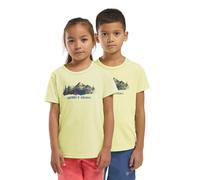 T-Shirt JACK WOLFSKIN "HIKING GRAPHIC T KIDS", Jungen, Gr. 104, gelb (print, daisy), Obermaterial: 100% POLYESTER, Shirts T-Shirt (43304823-104) print, daisy