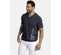 Jan Vanderstorm Comfort Fit T-Shirt V-Ausschnitt dunkelblau, Bedruckt