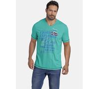 Jan Vanderstorm Comfort Fit T-Shirt V-Ausschnitt grün, Bedruckt