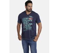 Jan Vanderstorm Comfort Fit T-Shirt V-Ausschnitt dunkelblau, Bedruckt