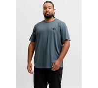 T-Shirt "JJCLEVELAND TEE SS CREW NECK PLS", Herren, Gr. 5XL, blau (turbulence), Jersey, Obermaterial: 100% Baumwolle, JACK & JONES PLUSSIZE, unifarben, regular fit normal, Rundhals, Shirts T-Shirt, Ba