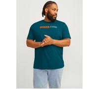 T-Shirt "JJECORP LOGO TEE PLAY SS O-N NOOS PLS", Damen, Gr. 6XL, blau (deep teal), Single Jersey, Obermaterial: 100% Baumwolle, JACK & JONES PLUSSIZE, bedruckt, Basic, slim fit normal, Rundhals, Shirt