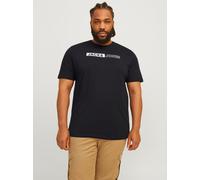 T-Shirt "JJECORP LOGO TEE PLAY SS O-N NOOS PLS", Herren, Gr. 4XL, schwarz, Single Jersey, Obermaterial: 100% Baumwolle, JACK & JONES PLUSSIZE, unifarben, Basic, slim fit normal, Rundhals, Kurzarm, Shi