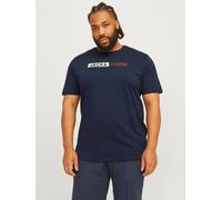 T-Shirt "JJECORP LOGO TEE PLAY SS O-N NOOS PLS", Herren, Gr. 6XL, blau (navy blazer), Single Jersey, Obermaterial: 100% Baumwolle, JACK & JONES PLUSSIZE, bedruckt, Basic, slim fit normal, Rundhals, Sh