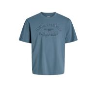T-Shirt "JJEDENVER GRAPHIC TEE SS O-NECK SN PLS", Herren, Gr. 5XL, blau mirage, Jersey, Obermaterial: 100% Baumwolle, JACK & JONES PLUSSIZE, bedruckt, unifarben, normal, Rundhals, Shirts T-Shirt, mit