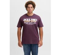 T-Shirt "JJELOGO TEE SS ONECK 2 COL AW25 NOOS PLS", Herren, Gr. 3XL, lila (plum perfect), Jersey, Obermaterial: 100% Baumwolle, JACK & JONES PLUSSIZE, bedruckt, regular fit hüftlang, Rundhals, Shirts
