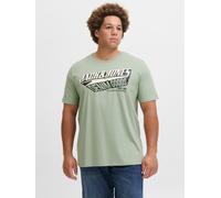 T-Shirt "JJELOGO TEE SS ONECK 2 COL AW25 NOOS PLS", Herren, Gr. 5XL, grün (iceberg grün), Jersey, Obermaterial: 100% Baumwolle, JACK & JONES PLUSSIZE, bedruckt, regular fit hüftlang, Rundhals, Shirts
