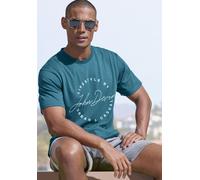 T-Shirt JOHN DEVIN, Herren, Gr. 3XL (64/66), blau (petrol), Jersey, Obermaterial: 100% Baumwolle, bedruckt, normal normal, Rundhals, abgesteppte Kante, Shirts T-Shirt, Rundhalsshirt mit Print aus rein