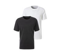 T-Shirt JOHN DEVIN, Herren, Gr. M (48/50), grau (anthrazit, weiß), Jersey, Obermaterial: 100% Baumwolle, unifarben, Basic, bequem normal, Rundhals, abgesteppte Kante, Shirts T-Shirt, mit Brusttasche (