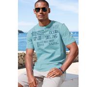T-Shirt JOHN DEVIN "mit Print", Herren, Gr. M (48/50), blau (türkis), Slub, Obermaterial: 100% Baumwolle, bedruckt, regular fit, Rundhals, abgesteppte Kante, Shirts T-Shirt, Regular-Fit, aus Slub-Qual