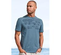 T-Shirt JOHN DEVIN "mit Print", Herren, Gr. S (44/46), blau, Slub, Obermaterial: 100% Baumwolle, bedruckt, regular fit, Rundhals, abgesteppte Kante, Shirts T-Shirt, Regular-Fit, aus Slub-Qualität, mit