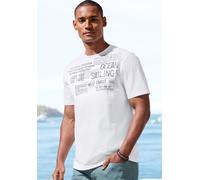 T-Shirt JOHN DEVIN "mit Print", Herren, Gr. XL (56/58), weiß, Slub, Obermaterial: 100% Baumwolle, bedruckt, regular fit, Rundhals, abgesteppte Kante, Shirts T-Shirt, Regular-Fit, aus Slub-Qualität, mi