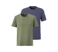 T-Shirt JOHN DEVIN "mit Slub-Garn Struktur", Herren, Gr. L (52/54), grün (khaki, blau), Slub, Obermaterial: 100% Baumwolle, meliert, bequem, Rundhals, abgesteppte Kante, Shirts T-Shirt, aus leichter,