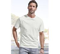 T-Shirt JOHN DEVIN "mit Slub-Garn Struktur", Herren, Gr. M (48/50), weiß (sanftes weiß), Slub, Obermaterial: 100% Baumwolle, meliert, bequem normal, Rundhals, abgesteppte Kante, Shirts T-Shirt, aus le