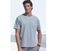 T-Shirt JOHN DEVIN "mit Struktur", Herren, Gr. S, blau (hellblau), Jersey, Obermaterial: 60% Baumwolle, 40% Polyester, unifarben, regular fit, Rundhals, abgesteppte Kante, Shirts T-Shirt, Rundhalsshir