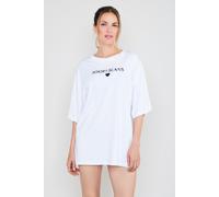 T-Shirt JOOP JEANS "After Dark (JOOP Jeans)", Damen, Gr. L, weiß, Single Jersey, Obermaterial: 95% Baumwolle, 5% Elasthan, bequem hüftbedeckend, Rundhals, Shirts T-Shirt, Logo-Schriftzug vorn, Kurzarm