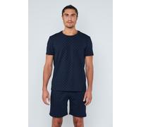 T-Shirt JOOP "Leisure", Herren, Gr. M, blau (navy), Obermaterial: 95% Baumwolle, 4% Elasthan, 1% sonstige Fasern, modisch, Basic hüftbedeckend, Rundhals, Kurzarm, Shirts, mit Cornflower-Alloverprint (